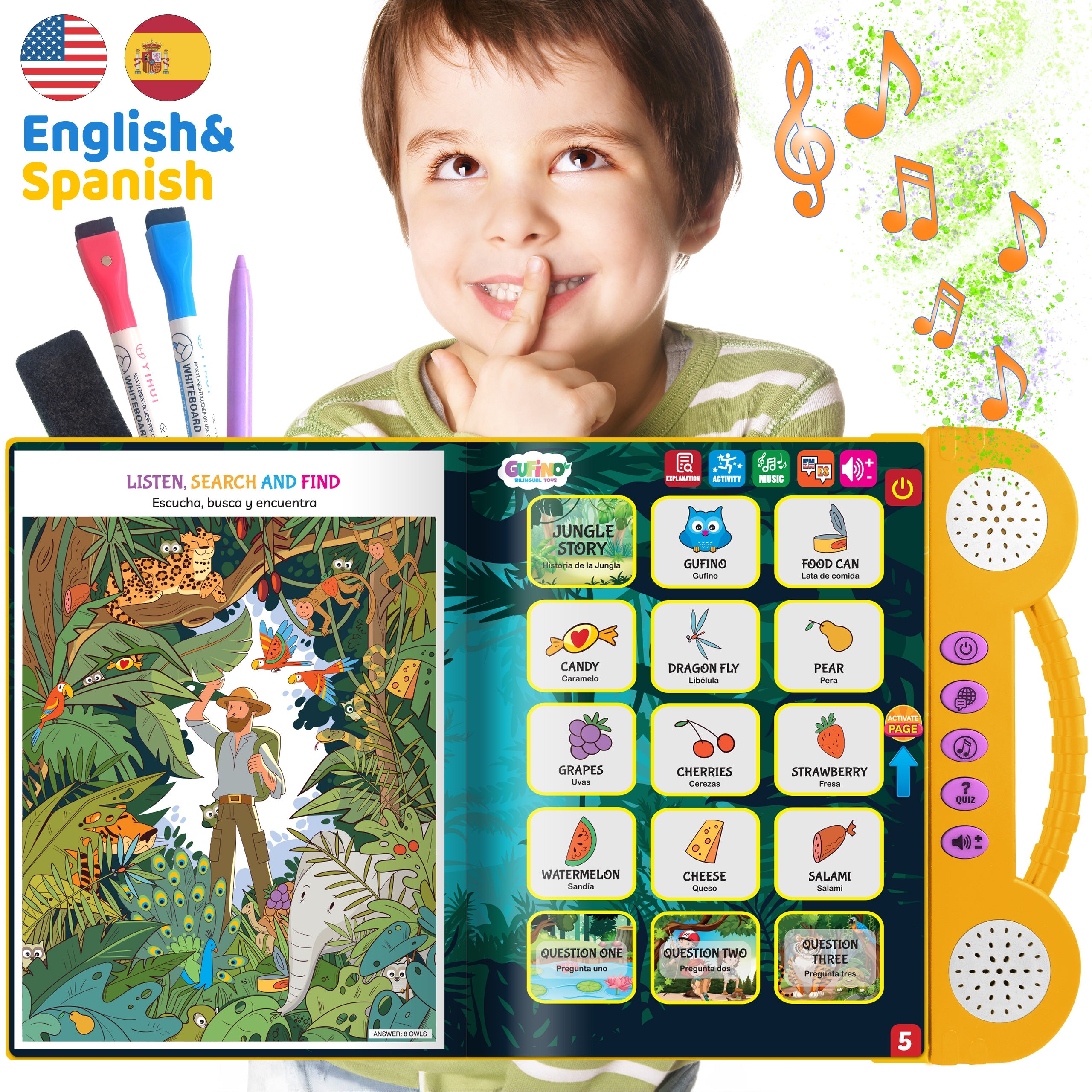 Preschool Workbook - Spanish and English - Audio in both languages - Gufino Bilingual Learning