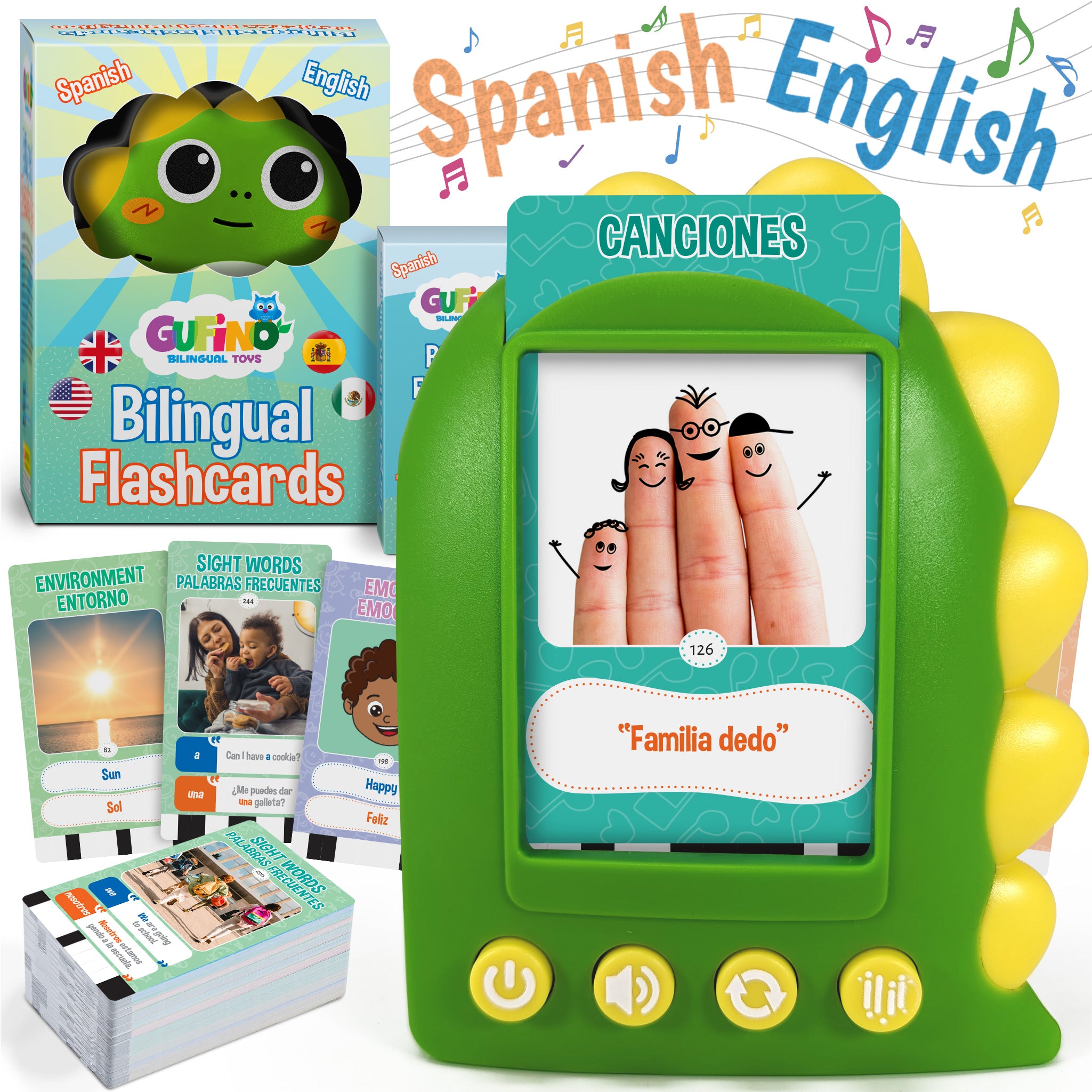 English & Spanish Flash Cards for Kids - Bilingual Flash Cards - Gufino Bilingual Learning