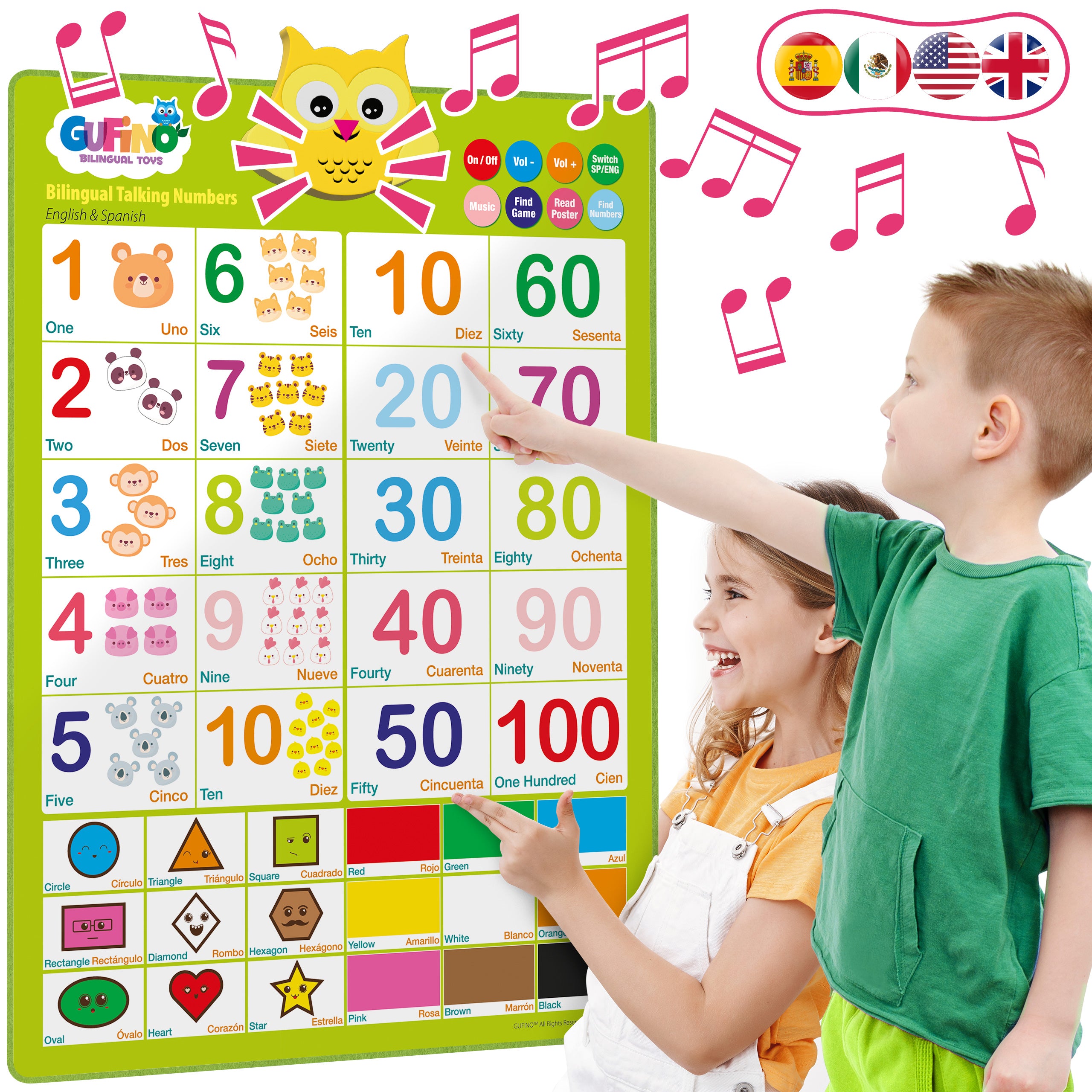 Bilingual Electronic Poster - Numbers & Shapes - Gufino Bilingual Learning