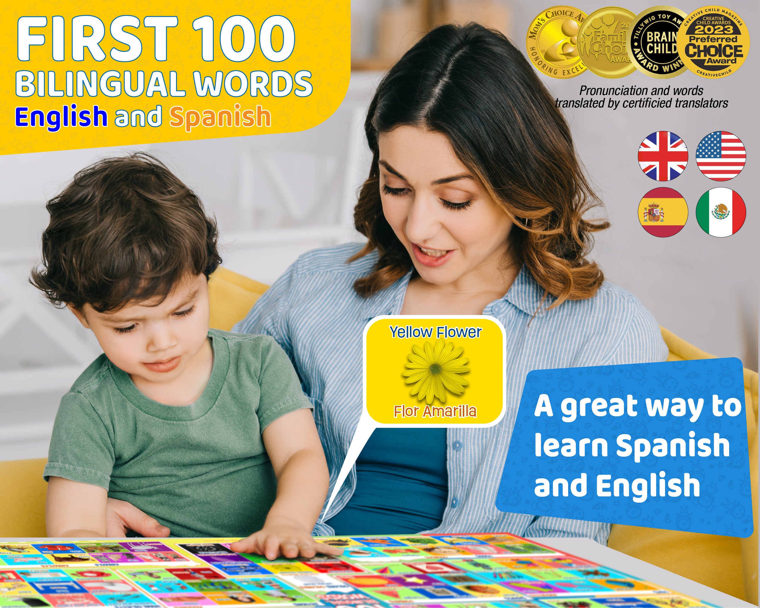 First 100 Bilingual Words in English & Spanish - Gufino Bilingual Learning