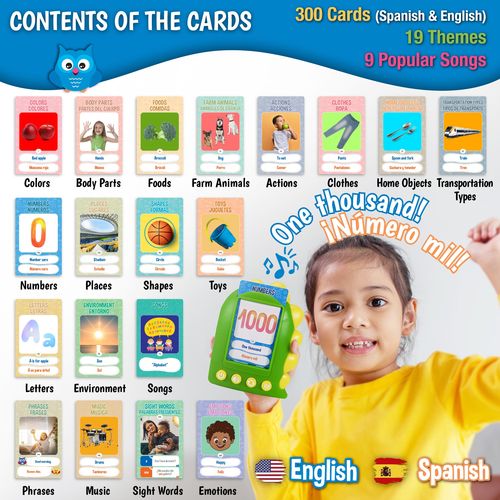 English & Spanish Flash Cards for Kids - Bilingual Flash Cards - Gufino Bilingual Learning