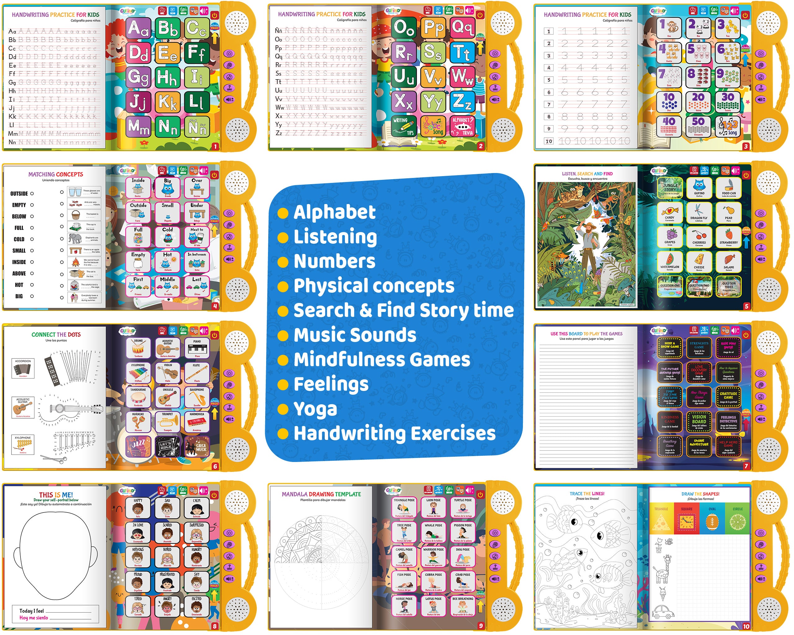 Preschool Workbook - Spanish and English - Audio in both languages - Gufino Bilingual Learning