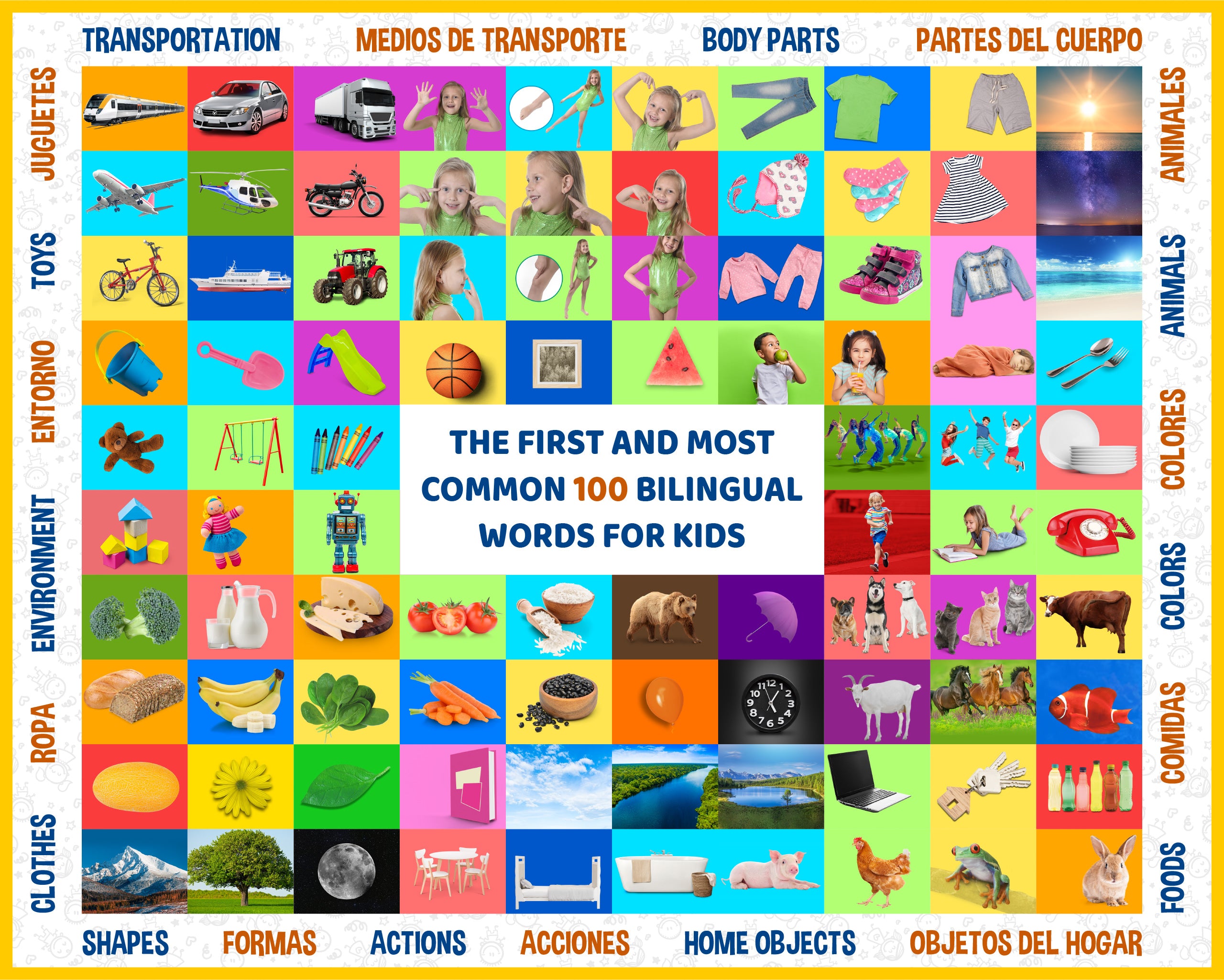 First 100 Bilingual Words in English & Spanish - Gufino Bilingual Learning