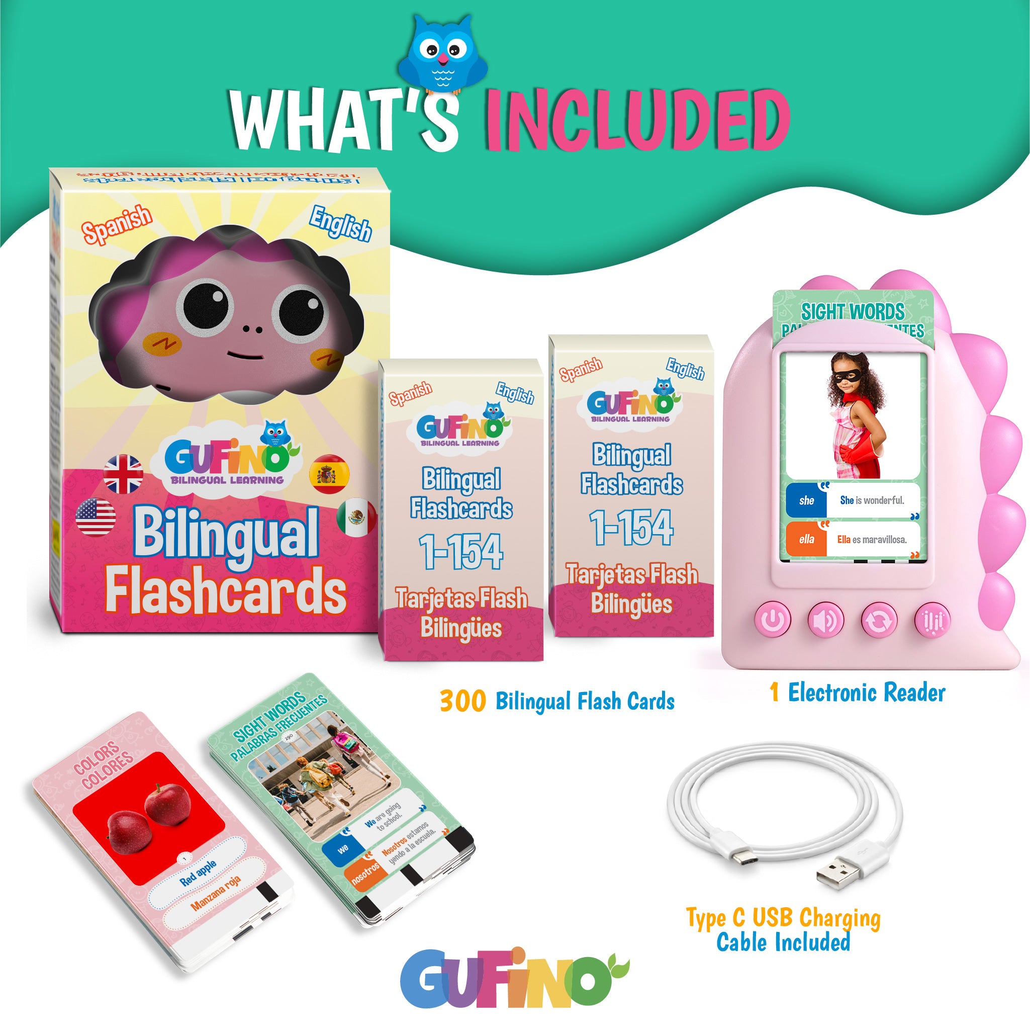 English & Spanish Flash Cards for Kids - Bilingual Flash Cards