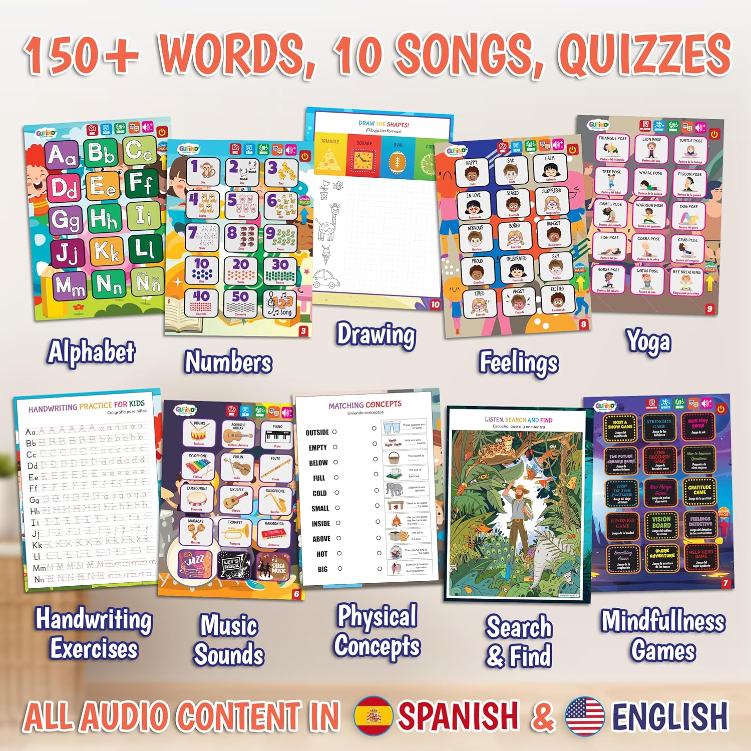Preschool Workbook - Spanish and English - Audio in both languages - Gufino Bilingual Learning