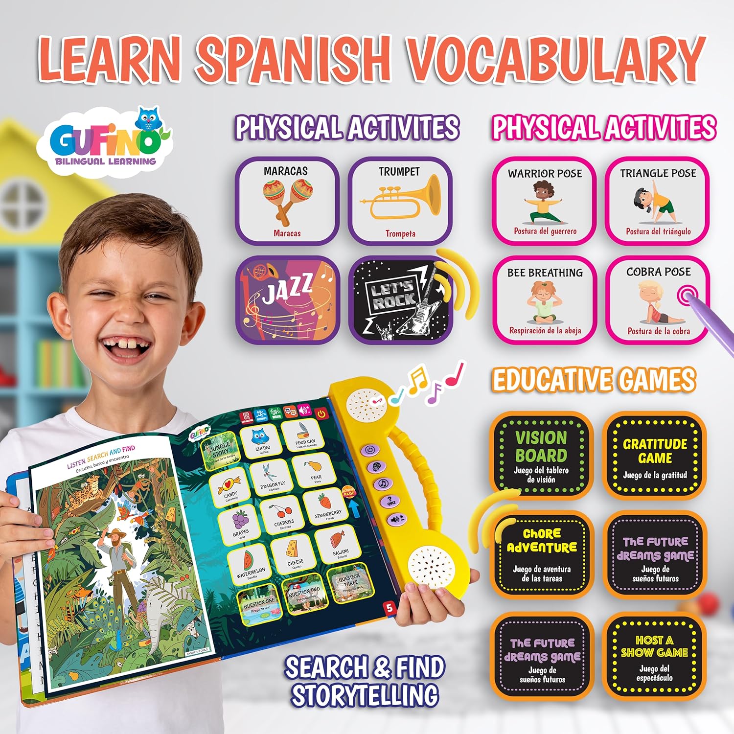 Preschool Workbook - Spanish and English - Audio in both languages - Gufino Bilingual Learning
