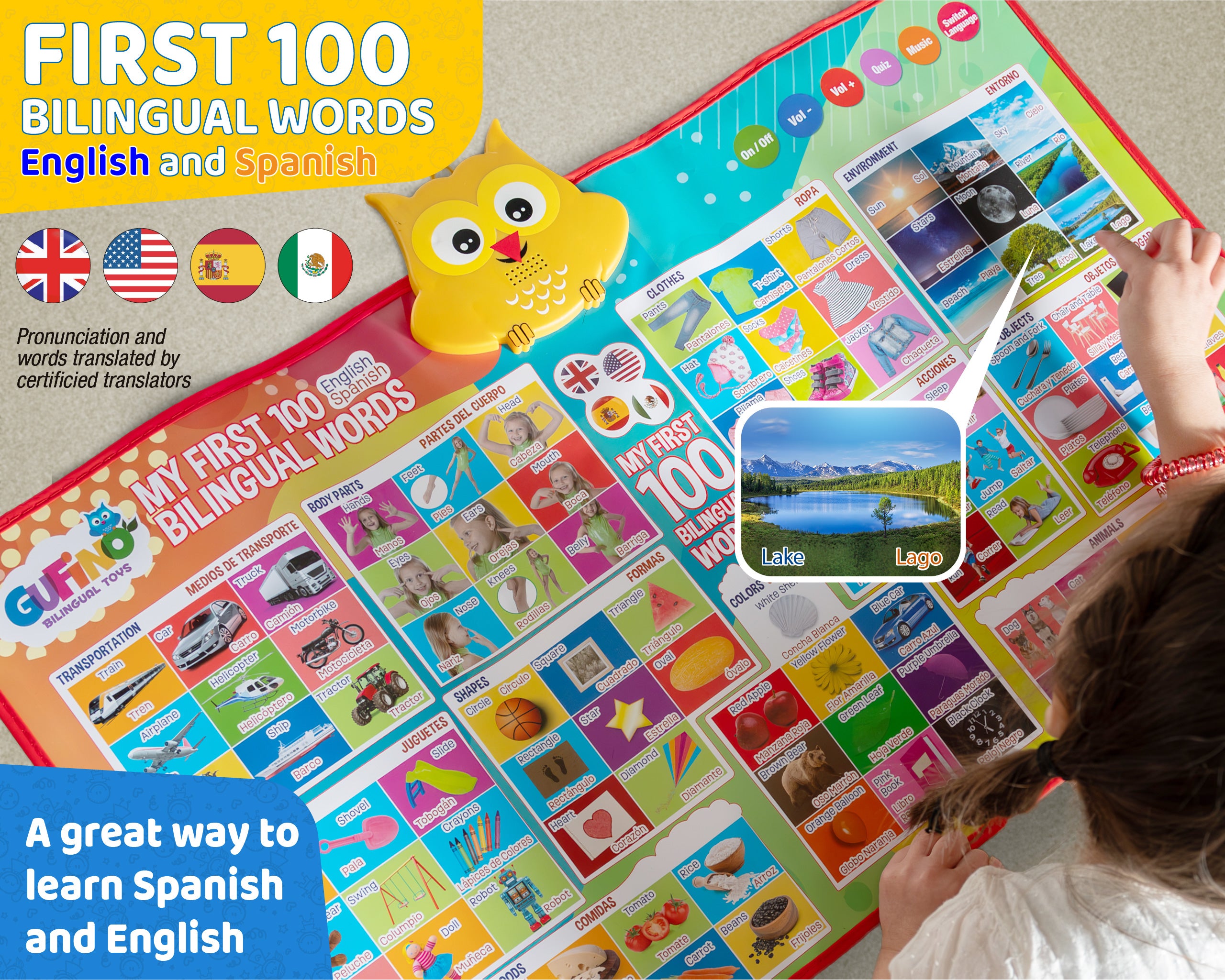 First 100 Bilingual Words in English & Spanish