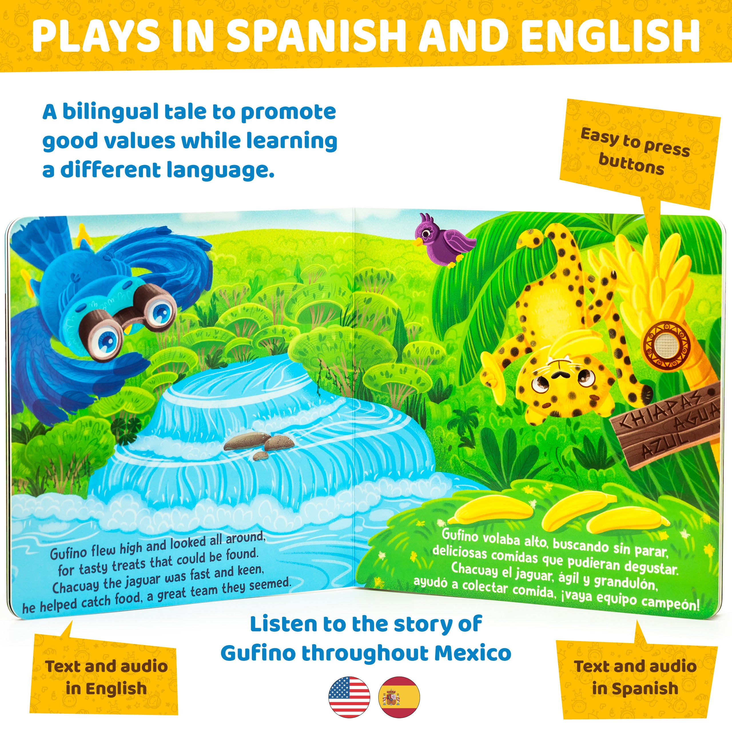 Bilingual Story - Gufino Travels to Mexico - Spanish & English Bilingual Sound Book - Gufino Bilingual Learning